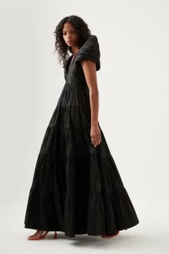 Statuesque Tiered Gown 12 Statuesque Tiered Gown -Aje S53 22RE5674 BLK Alexander Cut Out Midi Dress 22843 Aje 1326