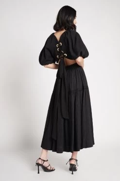 Admiration Gathered Midi Skirt -Aje S55 22AW1667 BLACK Admiration Lace Up Cropped Top 22218 Aje 1459