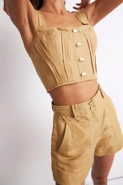 Milos Bustier Cropped Top 11 Milos Bustier Cropped Top -Aje S55 22CR1570 MilosBustierCroppedTop Taupe 211033 Aje 1606