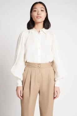 Ephemera Braided Shirt -Aje S57 22AW1652 IVORY Ephemera Braided Shirt 22218 Aje 0427 frontshot