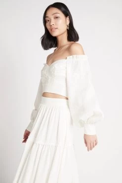 Reverb Off Shoulder Cropped Top -Aje S58 22AW1688 IVORY Reverb Off Shoulder Cropped Top 22218 Aje 1268