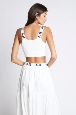 Bardot Knit Logo Tape Top -Aje S60 22CR4075 BardotLogoTieredMidiSkirt 211033 Aje 2217