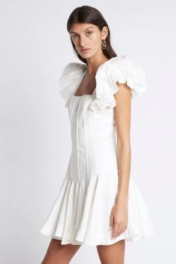 Breathless Frill Sleeve Mini Dress -Aje S62 22CR5189 BreathlessFrillSleeveMiniDress Ivory 211033 Aje 0414