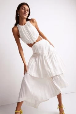 Caliente Cut Out Dress -Aje S69 21RE5122 CalienteCutOutMidiDress Ivory 211033 Aje 2301