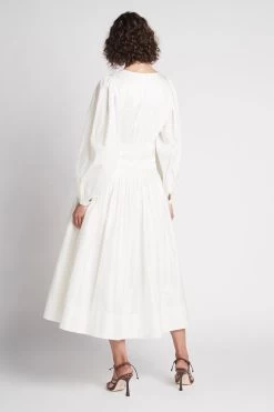Tidal Tucked Midi Dress 10 Tidal Tucked Midi Dress -Aje S7 22AW5353 IVORY TidalTuckedMidiDress 22323 Aje 0182 fullshot