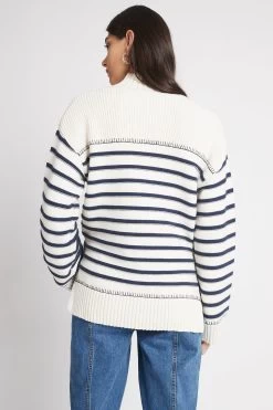 Ernestine Striped Knit Jumper -Aje S7 22SS1711 NAVY CREAMErnestineStripedKnitJumper 22414 Aje 6903