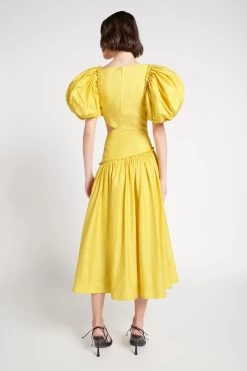 Chateau Cut Out Midi Dress 13 Chateau Cut Out Midi Dress -Aje S7 22SS5453 SUNSHOWERYELLOWChateauCutOutMidiDress 22508 Aje 0308