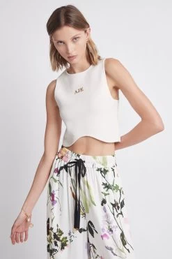 Willow Logo Knit Tank Top -Aje S74 22SU1434 ElmKnitTankTop IVORY 21659 Aje 48102 frontshot