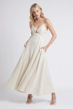 Idyllic Strappy Sequin Midi Dress -Aje S77 21RE5162 Idyllic Midi Dress Ivory 21365 Aje 1789 1 frontshot