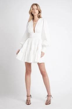 Fallingwater Gathered Mini Dress 16 Fallingwater Gathered Mini Dress -Aje S79 22AW5373 Fallingwater Gathered Mini Dress Ivory 21928 Aje 2204