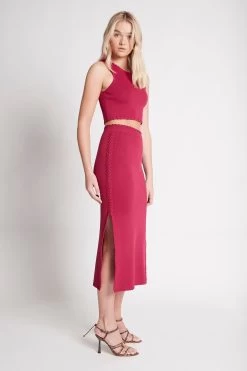 Atlas Crepe Knit Midi Skirt -Aje S8 22AW4142 FUCHSIA AtlasCrepeKnitMidiSkirt 22300 Aje 0186 fullshot