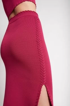 Atlas Crepe Knit Midi Skirt -Aje S8 22AW4142 FUCHSIA AtlasCrepeKnitMidiSkirt 22300 Aje 0193 detailshot