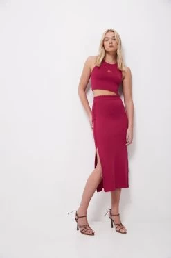 Atlas Crepe Knit Midi Skirt -Aje S8 22AW4142 FUCHSIA AtlasCrepeKnitMidiSkirt 22300 Aje 0200