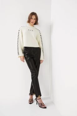 Delphine Logo Knit Jumper -Aje S81 22AW1608 IVORY BLACK DelphineLogoKnitJumper 22273 Aje 0483