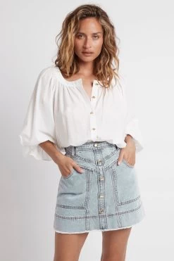 Belmond Button Denim Mini Skirt