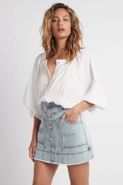 Belmond Button Denim Mini Skirt -Aje S82 21RE4032 Belmond Button Denim Mini Skirt Blue Wash 21748 Aje 51958