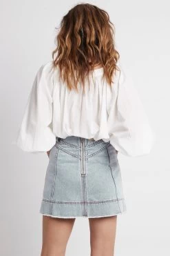 Belmond Button Denim Mini Skirt -Aje S82 21RE4032 Belmond Button Denim Mini Skirt Blue Wash 21748 Aje 51960