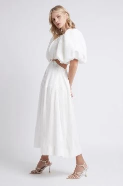 Vanades Cut Out Ring Midi Dress -Aje S83 21RE5116 Vanades Cut Out Dress Ivory 21365 Aje 1098