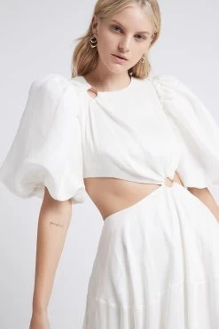 Vanades Cut Out Ring Midi Dress -Aje S83 21RE5116 Vanades Cut Out Dress Ivory 21365 Aje 1120