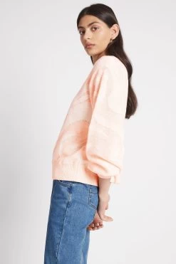 Elyse Knit Jumper -Aje S9 22SS1717 DUSTYPINK IVORYElyseKnitJumper 22414 Aje 0196