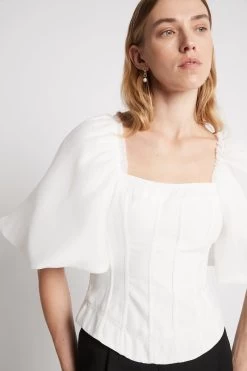 Cecile Puff Sleeve Corset Top 10 Cecile Puff Sleeve Corset Top -Aje S9 22SS1742 IVORYCecilePuffSleeveCorsetTop 22456 Aje 0520