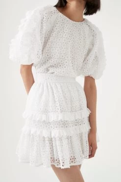 Lita Broderie Mini Skirt -Aje S9 22SS4203 IVORYLitaBroderieMiniSkirt 22632 Aje 1756