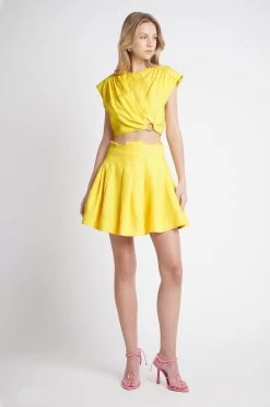 Byblos Ring Cropped Top -Aje S99 21RE4063 ByblosMiniSkirt Sunshine Yellow 21928 Aje 571299 fullshot