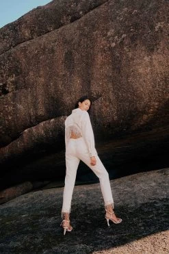 Sheen Fringe Denim Shirt