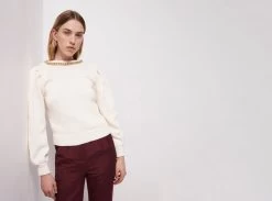 Elle Chain Open Back Knit Jumper -Aje aje chain knit jumper ivory