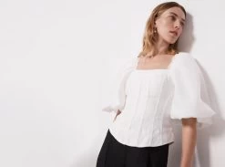 Cecile Puff Sleeve Corset Top 13 Cecile Puff Sleeve Corset Top -Aje aje corset top white