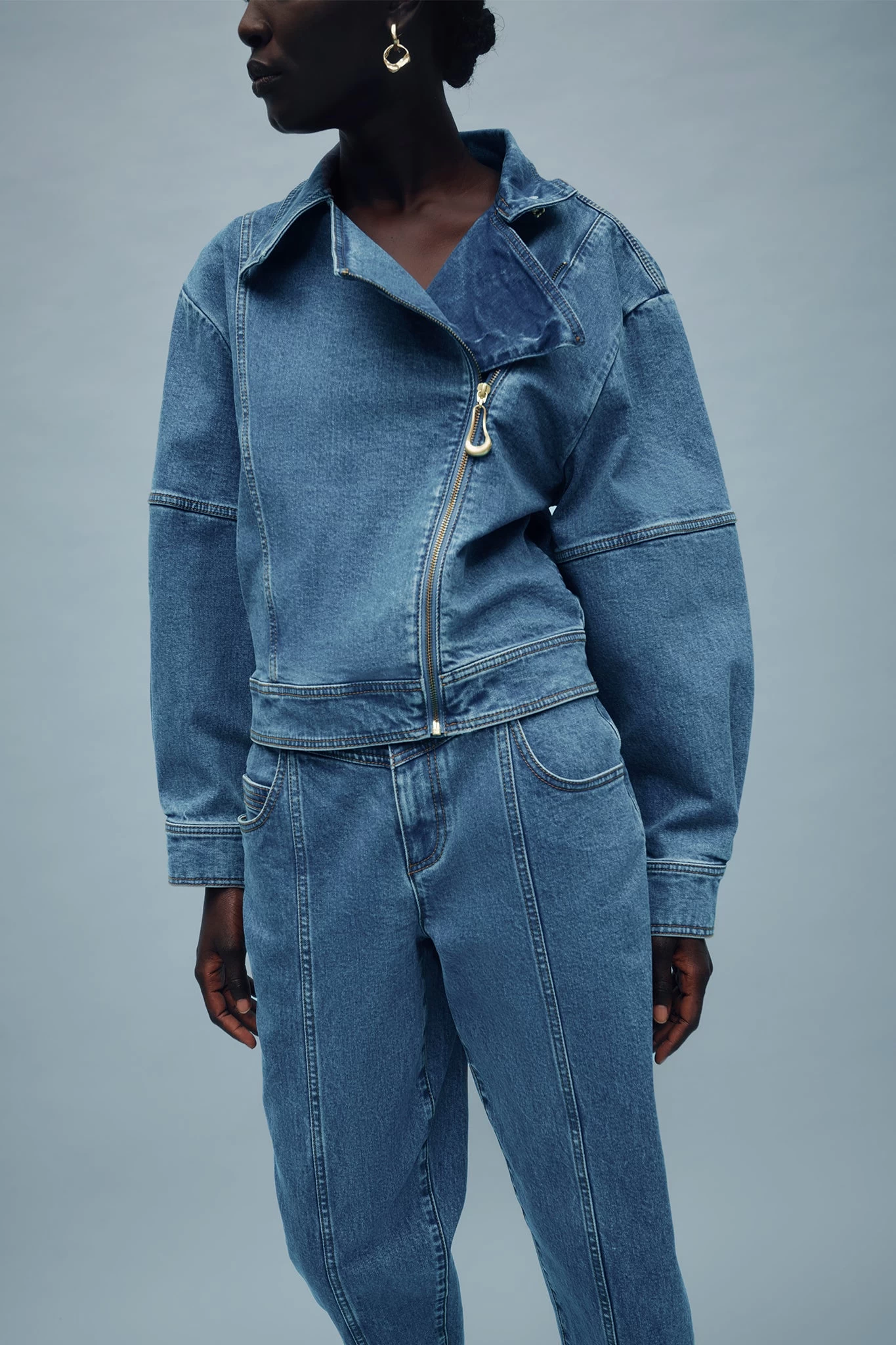 Dove Denim High Collar Zip Jacket 8 Dove Denim High Collar Zip Jacket - Image 8