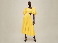 Chateau Cut Out Midi Dress 15 Chateau Cut Out Midi Dress -Aje aje yellow midi dress 04b0f335 71d5 4612 8d4c 4f499bc2828a